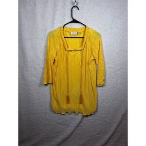 Joan Rivers Yellow Pleated Blouse XS